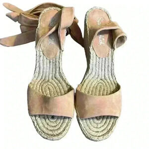 SPLENDID Fairfax Espadrille Wedge Sandal Tan/ Cream Suede Lace Up Size 9.5​